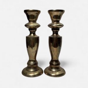 2 Classic Vintage Tall Solid Brass Candleholders 
Made in India